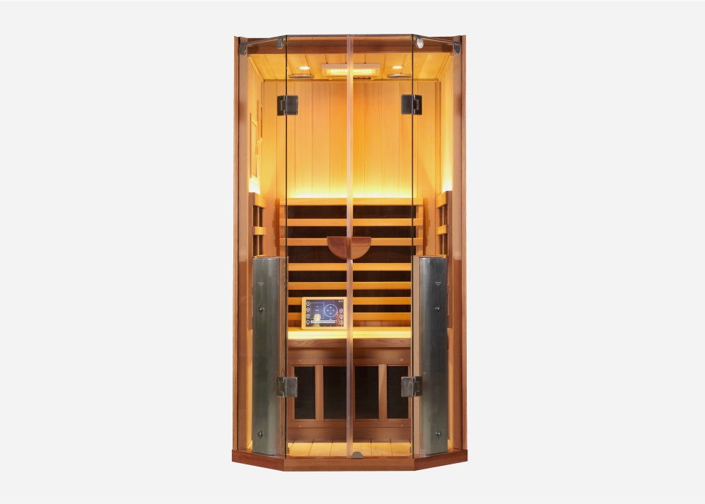 Closer front view of the Sanctuary 1 Person Full Spectrum Infrared Sauna