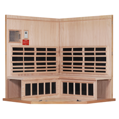 Sanctuary Corner 4 Person Sauna | Okoume Pro | UK Plug