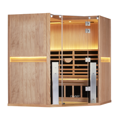 Sanctuary Corner 4 Person Sauna | Okoume Pro | UK Plug