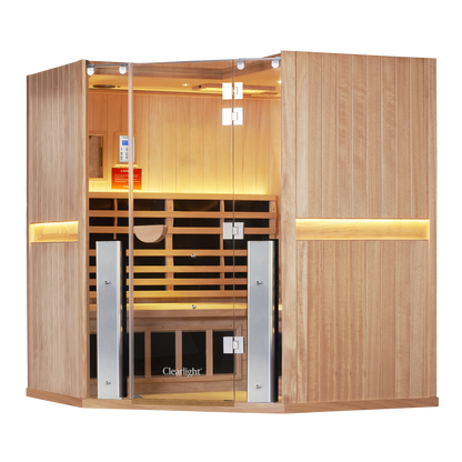 Sanctuary Corner 4 Person Sauna | Okoume Pro | UK Plug