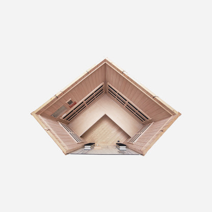 Sanctuary Corner 4 Person Sauna | Okoume Pro | UK Plug