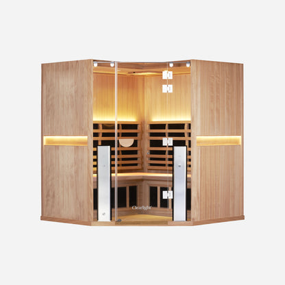 Sanctuary Corner 4 Person Sauna | Okoume Pro | UK Plug