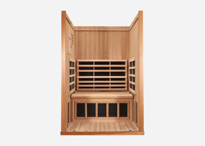 Interior of the Clearlight Sanctuary 2 Person Full Spectrum Infrared Sauna with ergonomic seating and infrared heaters