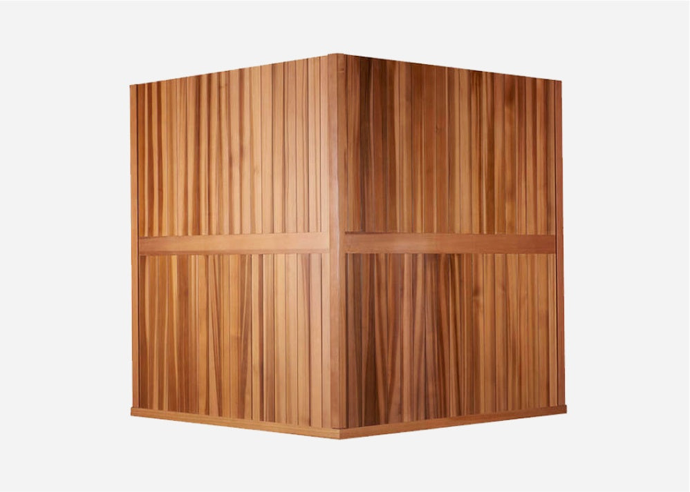 Back view of the Clearlight Sanctuary Corner 4-Person Full Spectrum Infrared Sauna