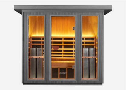 Front view of the Clearlight Sanctuary Outdoor 5-Person Full Spectrum Infrared Sauna